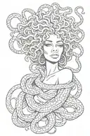 african medusa with an afro made of snakes tattoo design idea