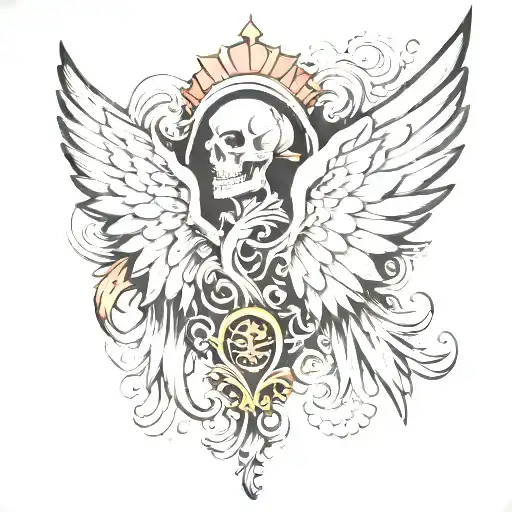 half angel half devil wing tattoo design idea