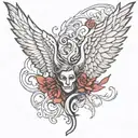 half angel half devil wing tattoo design idea