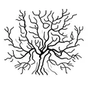 A minimalist tattoo of a tree with lightning striking its branches. tattoo design idea