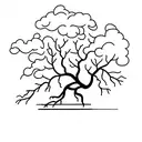 A minimalist tattoo of a tree with lightning striking its branches. tattoo design idea