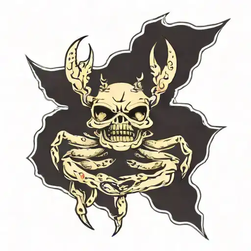 skull-headed crab wearing tattoo design idea
