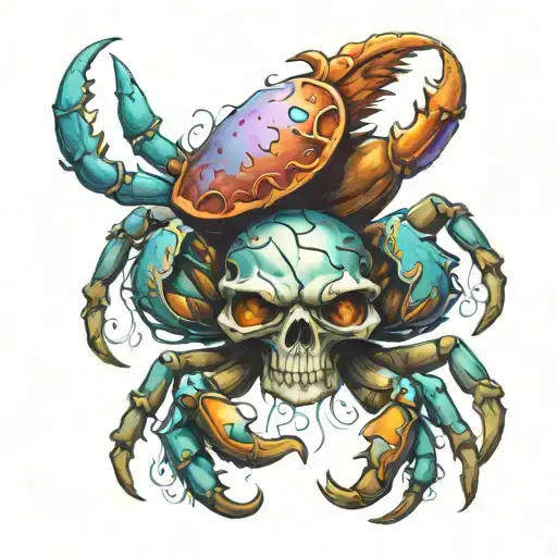 skull-headed crab wearing tattoo design idea