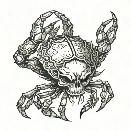 skull-headed crab wearing tattoo design idea