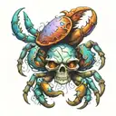 skull-headed crab wearing tattoo design idea