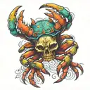 skull-headed crab wearing tattoo design idea