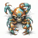 skull-headed crab wearing tattoo design idea