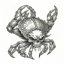 skull-headed crab wearing tattoo design idea