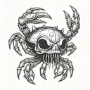 skull-headed crab wearing tattoo design idea