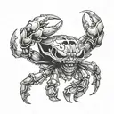 skull-headed crab wearing tattoo design idea