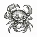 skull-headed crab wearing tattoo design idea