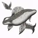 whale with eagle wings tattoo design idea