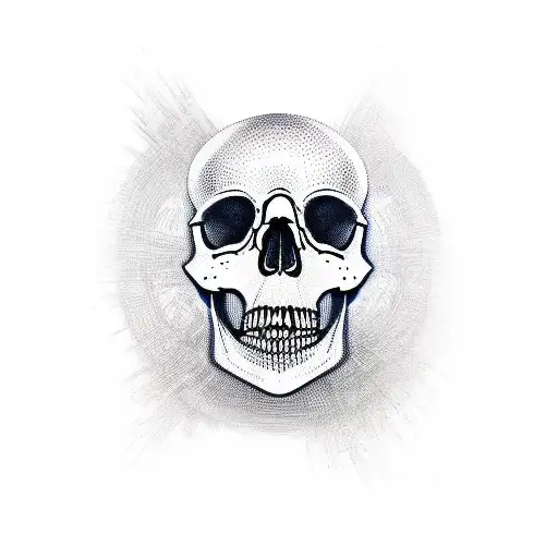 A skull wearing a helmet with intricate biomechanical patterns tattoo design idea