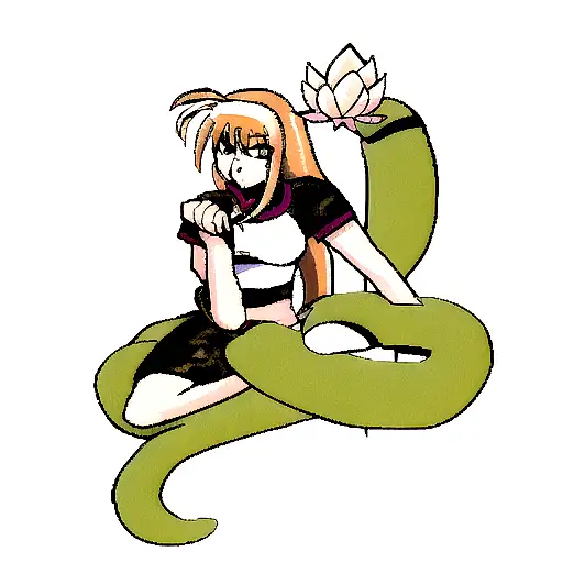 Snake with Lotus tattoo design idea