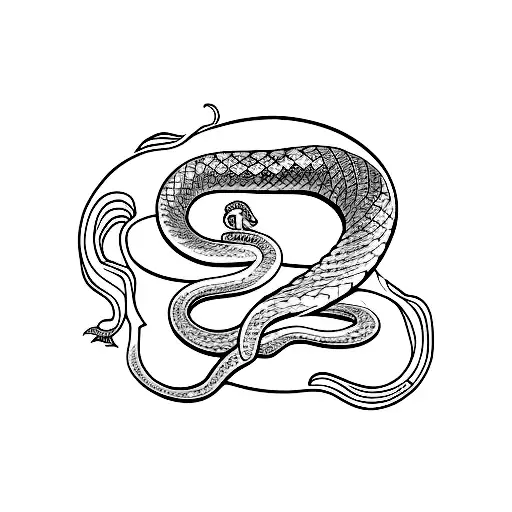 Snake with Lotus tattoo design idea