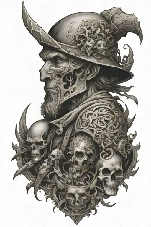 middle age origins characters tattoo design idea