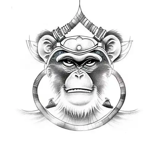 monkey warrior  tattoo design idea
