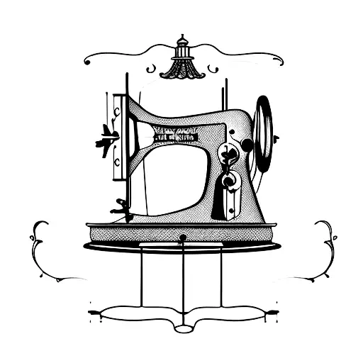 vintage sewing machine tattoo design idea