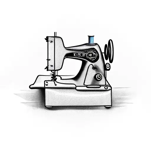 vintage sewing machine tattoo design idea