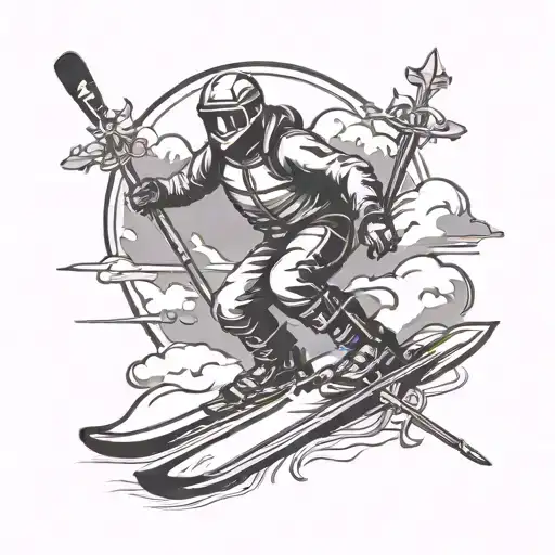 Skiing and christian cross tattoo design tattoo design idea