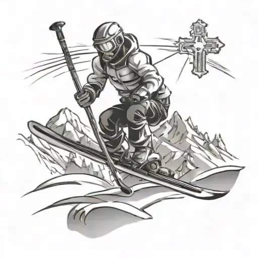 Skiing and christian cross tattoo design tattoo design idea