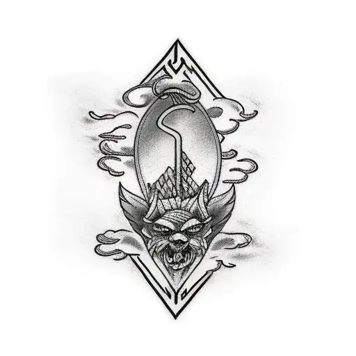 norse tattoo with a swim bike run triathlon theme tattoo design idea