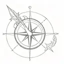 compass with arrow through it  tattoo design idea