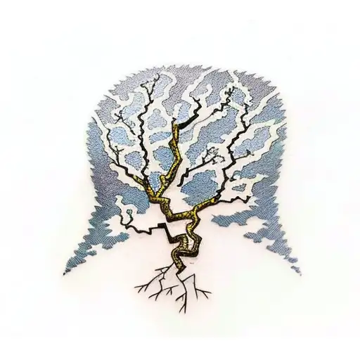 Kintsugi-inspired tattoo featuring a willow tree and gold mended cracks tattoo design idea