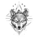 símbolo de proteção celta com um lobo e um corvo juntos  tattoo design idea