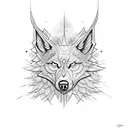 símbolo de proteção celta com um lobo e um corvo juntos  tattoo design idea
