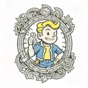 sleep token fallout vault boy tattoo design idea