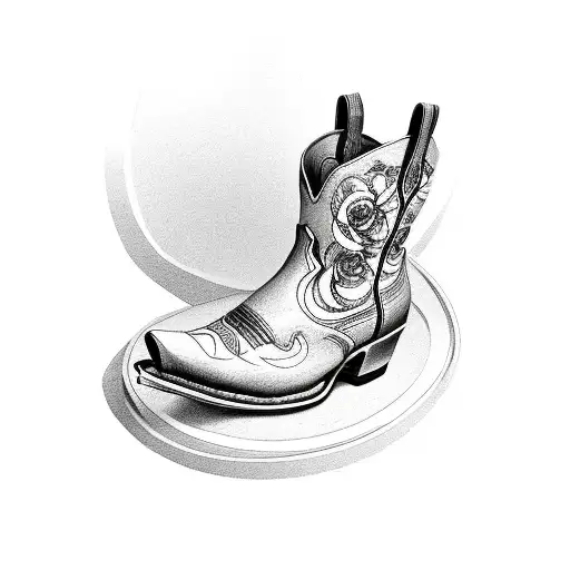 roses inside of a cowboy boot cafe tattoo design idea
