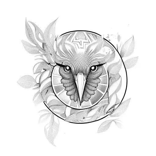 make a wreath and one bird tattoo design for the shoulder tattoo design idea