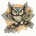 owl flying tattoo design idea