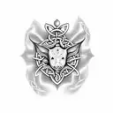 charm bracelet with celtic symbol for strength, a tribal sting ray, a tribal sun outline with the simba drawing in it tattoo design idea