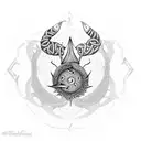 charm bracelet with celtic symbol for strength, a tribal sting ray, a tribal sun outline with the simba drawing in it tattoo design idea