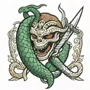 Snake and dagger tattoo design idea