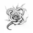 snake wrapped around a rose tattoo design idea