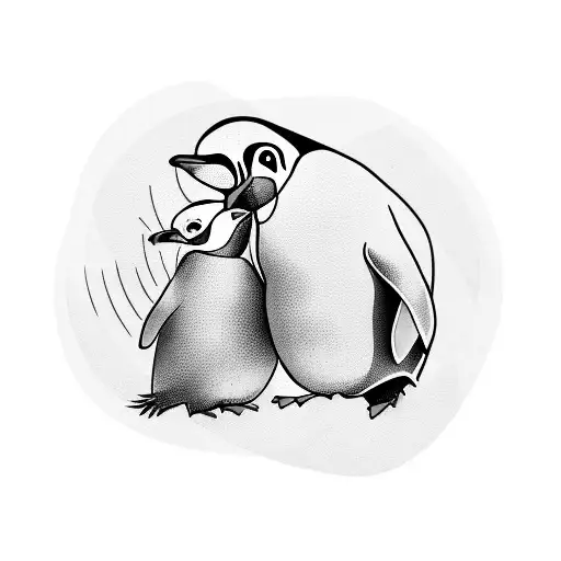 penguin playing handball  tattoo design idea