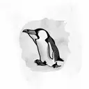 penguin playing handball  tattoo design idea