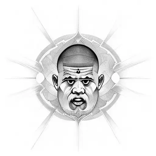 monk turning sandwatch upside down tattoo design idea