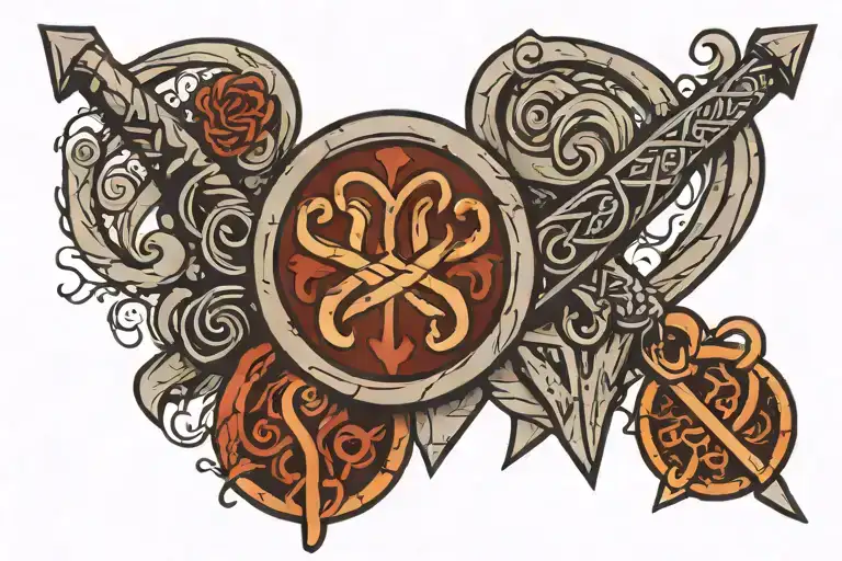 viking symbol for father and son mixed with Viking symbol for love tattoo design idea