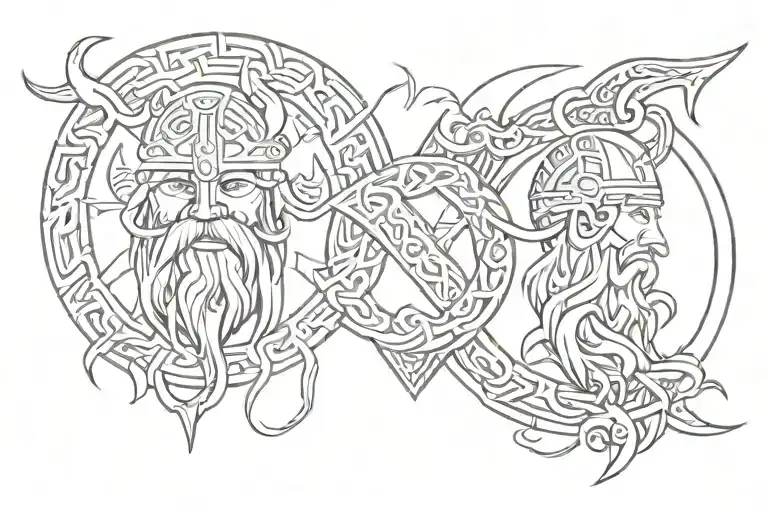viking symbol for father and son mixed with Viking symbol for love tattoo design idea