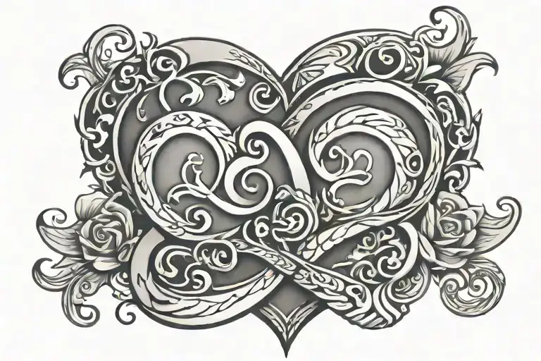  symbol for father and son mixed with symbol for love tattoo design idea