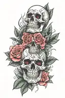 skull roses rock n roll neon hot rod tattoo design idea