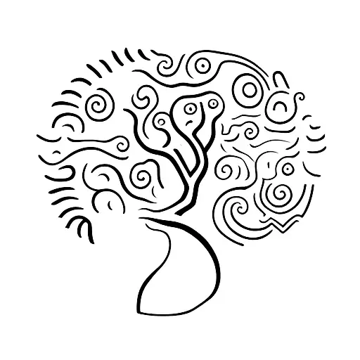 A minimalist tattoo of a psychology symbol combined with a tree, representing the connection between nature and the mind tattoo design idea
