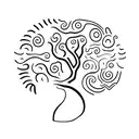 A minimalist tattoo of a psychology symbol combined with a tree, representing the connection between nature and the mind tattoo design idea
