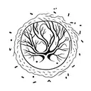 A minimalist tattoo of a psychology symbol combined with a tree, representing the connection between nature and the mind tattoo design idea