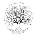 A minimalist tattoo of a psychology symbol combined with a tree, representing the connection between nature and the mind tattoo design idea