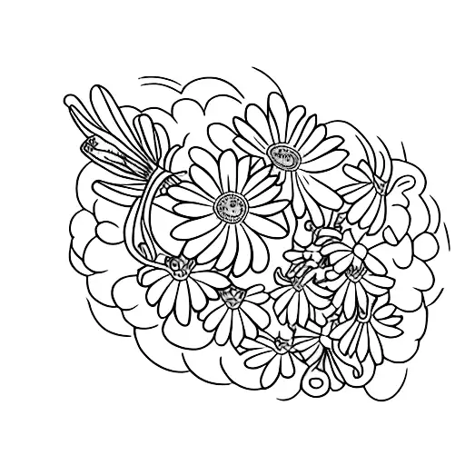 violets lily of the valley daisy's  tattoo design idea